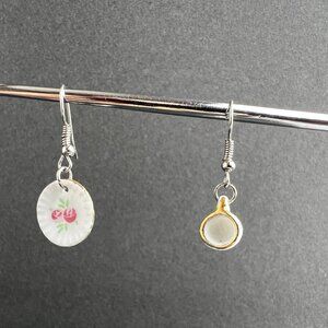 Miniature Cup and Saucer Dangling Earrings